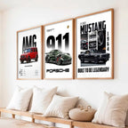 Big Mercedes G-Wagon, Mustang, Porsche 911 Cars Wall Art Paintings for Living Room Bedroom