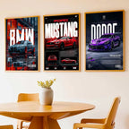 Big BMW M4, Ford Mustang, Dodge Viper Cars Wall Art Paintings for Living Room Bedroom