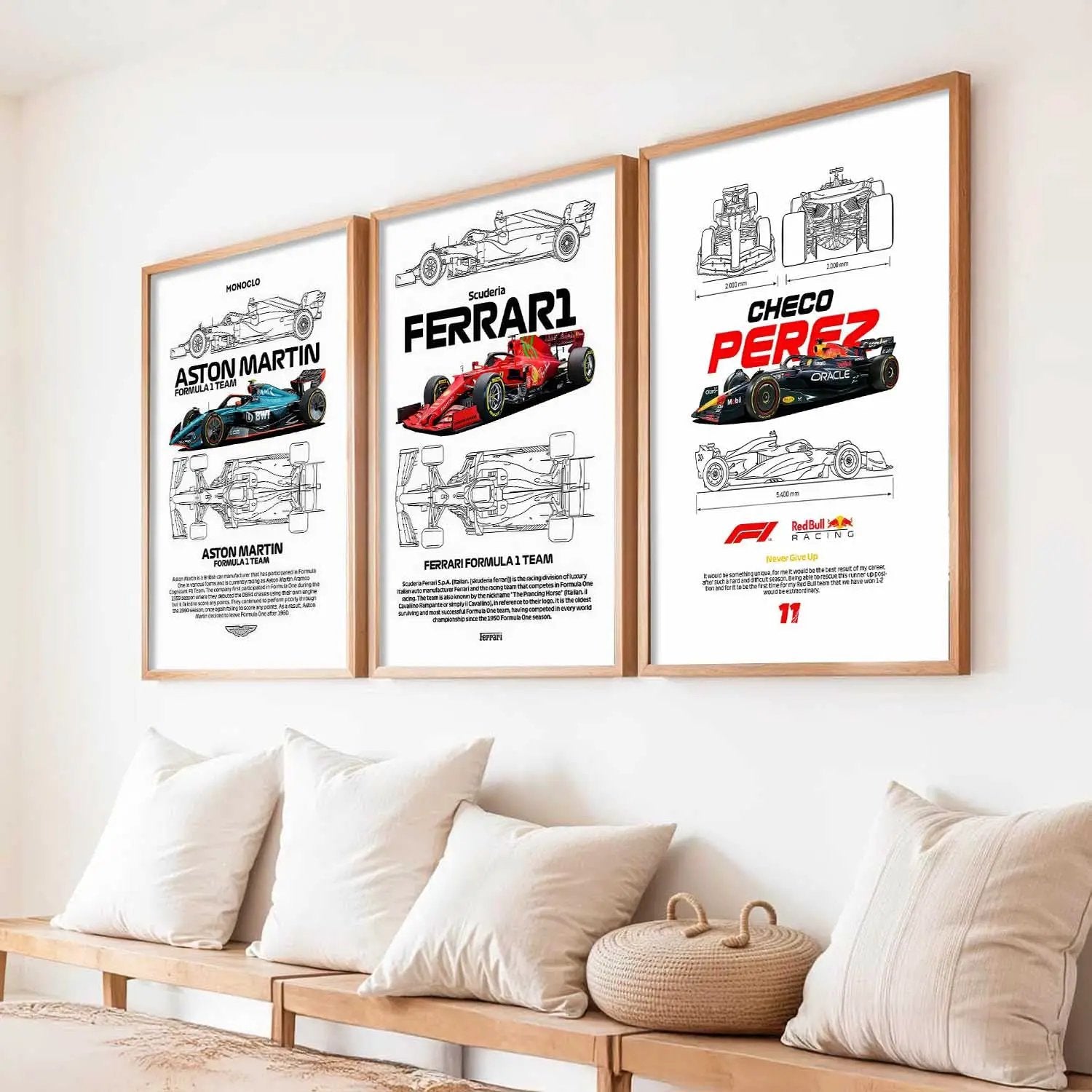 Big Formula 1 Cars Wall Art Paintings for Living Room Bedroom