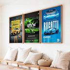 Big Toyota Supra, Lamborghini Huracan, bugatti Chiron Cars Wall Art Paintings for Living Room Bedroom