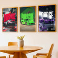 Big Porsche 911 GT3, Porsche Carrera GT, Dodge Viper Cars Wall Art Paintings for Living Room Bedroom