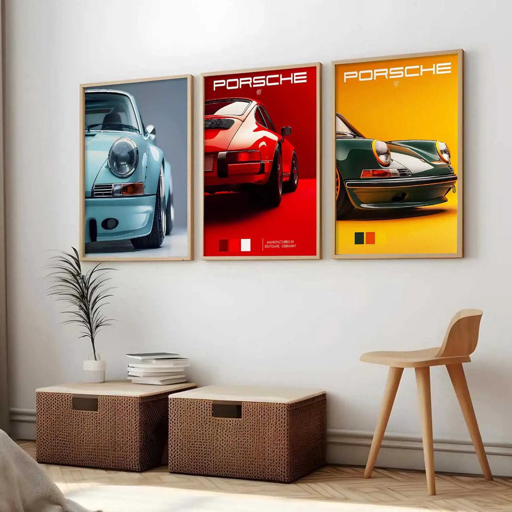 Big Porsche 911 Car Wall Art Paintings for Living Room Bedroom