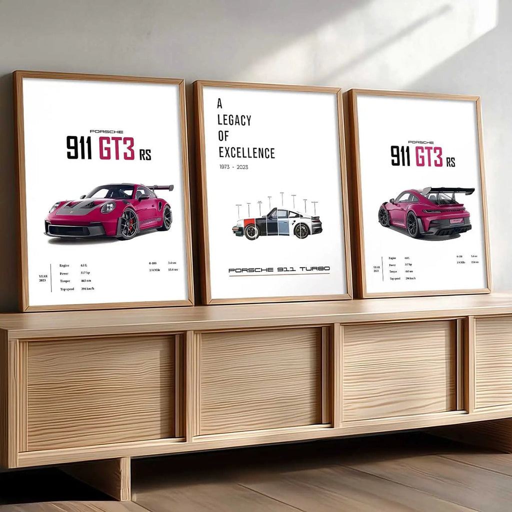 Big Porsche 911 Cars Wall Art Paintings for Living Room Bedroom