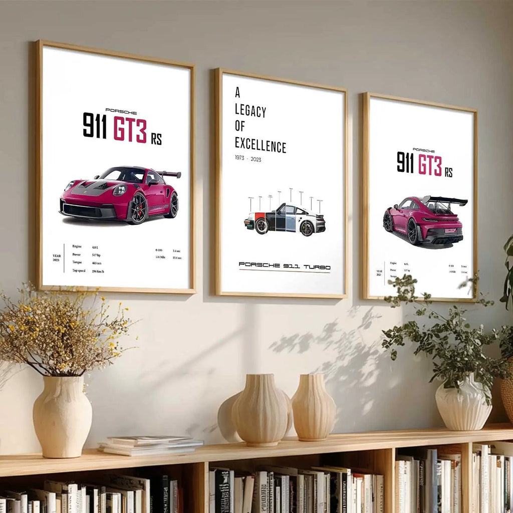 Big Porsche 911 Cars Wall Art Paintings for Living Room Bedroom