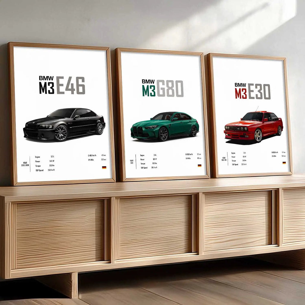 Big BMW M3 Cars Wall Art Paintings for Living Room Bedroom