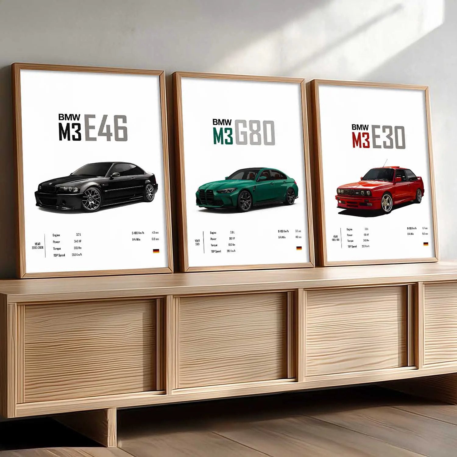 Big BMW M3 Cars Wall Art Paintings for Living Room Bedroom