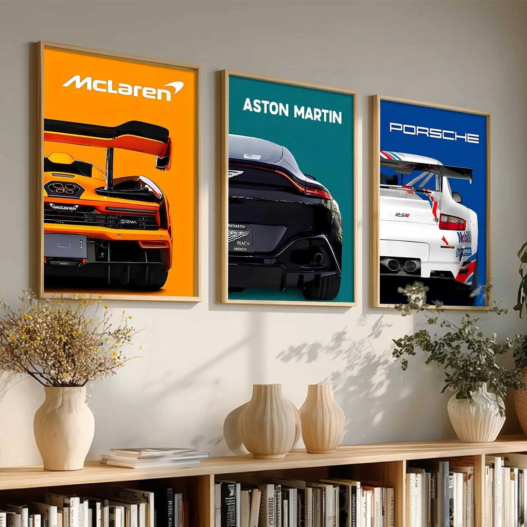 Big McLaren Porsche Aston Martin Cars Wall Art Paintings for Living Room Bedroom