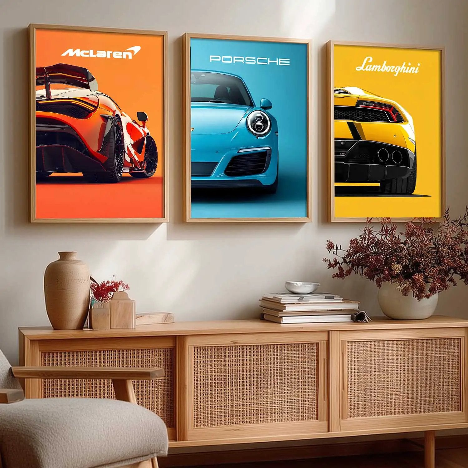 Big McLaren Lamborghini Porsche Cars Wall Art Paintings for Living Room Bedroom