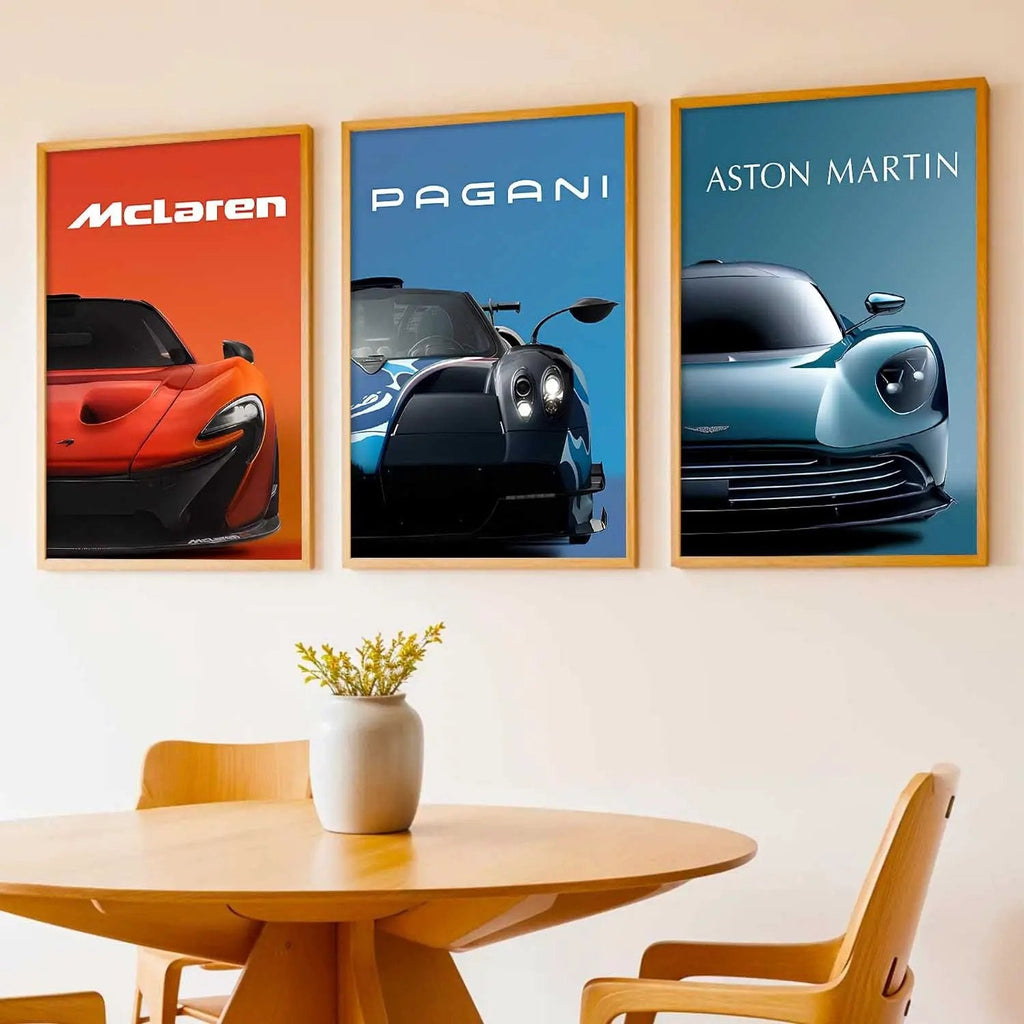 Big McLaren Pagani Aston Martin Cars Wall Art Paintings for Living Room Bedroom