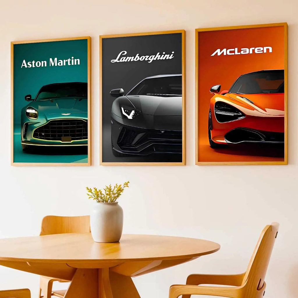 Big Aston Martin, Lamborghini, McLaren Cars Wall Art Paintings for Living Room Bedroom