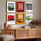Porsche 911GT Toyota Supra Car Wall Art Paintings with Frame for Living Room Bedroom