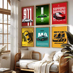 Porsche 911 BMW M4 McLaren Ferrari Car Wall Art Paintings with Frame for Living Room Bedroom