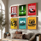 Porsche 911 BMW M4 McLaren Ferrari Car Wall Art Paintings with Frame for Living Room Bedroom
