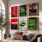 Porsche 911 Lamborghini Aventador Huracan Car  Wall Art Paintings with Frame for Living Room Bedroom