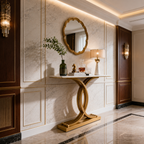 Elegant Gold Stainless Steel Base Luxury Marble Console Table