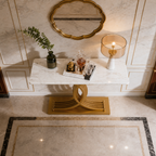 Elegant Gold Stainless Steel Base Luxury Marble Console Table