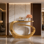 Contemporary Gold Stainless Steel Console Table with Curved Infinity Loop Base