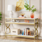 Premium Gold Stainless Steel Multi-Layer Console Table – Marble Top