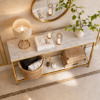 Contemporary Gold Stainless Steel Slim Rectangular Console Table