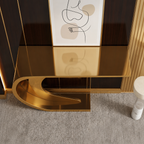 Elegant Gold Metal Cantilevered Swirl Luxury Statement Console Table