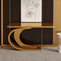 Elegant Gold Metal Cantilevered Swirl Luxury Statement Console Table