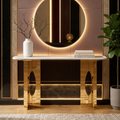 Elegant Geometric Gold Metal Statement Console Table
