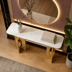 Elegant Geometric Gold Metal Statement Console Table