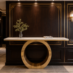 Premium Gold Stainless Steel Circular Base Entryway Table