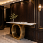 Premium Gold Stainless Steel Circular Base Entryway Table