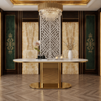 Elegant Pill-Shaped Gold Metal Luxury Statement Table