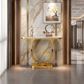 Premium Gold Stainless Steel Curved Pedestal Entryway Table
