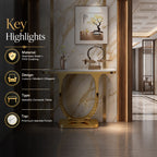 Premium Gold Stainless Steel Curved Pedestal Entryway Table