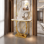 Premium Gold Stainless Steel Curved Pedestal Entryway Table