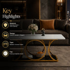 Elegant Overlapping Loop Gold Metal Luxury Coffee Table