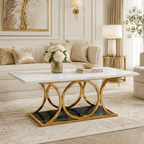 Elegant Overlapping Loop Gold Metal Luxury Coffee Table