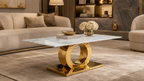 Premium Gold Stainless Steel Circular Pedestal Coffee Table