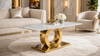 Premium Gold Stainless Steel Circular Pedestal Coffee Table