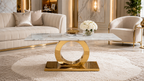 Premium Gold Stainless Steel Circular Pedestal Coffee Table