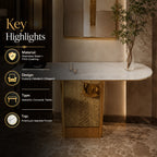 Elegant Tapered Pillar Gold Metal Statement Table