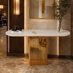 Elegant Tapered Pillar Gold Metal Statement Table