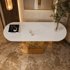 Elegant Tapered Pillar Gold Metal Statement Table