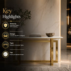 Premium Gold Stainless Steel Interlocking Rectangular Entryway Table