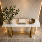 Premium Gold Stainless Steel Interlocking Rectangular Entryway Table