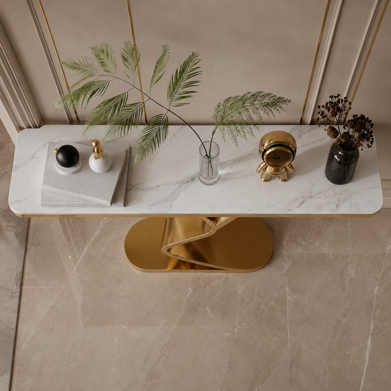 Luxury Twisted Ribbon Gold SS Console Table