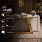 Modern Inverted Chevron Gold SS Luxury Sofa Console Table