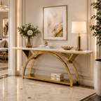 Premium Gold Stainless Steel Crescent Base Entryway Table