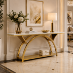 Premium Gold Stainless Steel Crescent Base Entryway Table