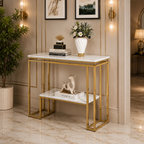 Modern Geometric Tiered Runway Gold SS Luxury Console Table