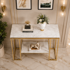 Modern Geometric Tiered Runway Gold SS Luxury Console Table