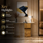 Premium Gold Stainless Steel Open Loop & Pillar Entryway Table